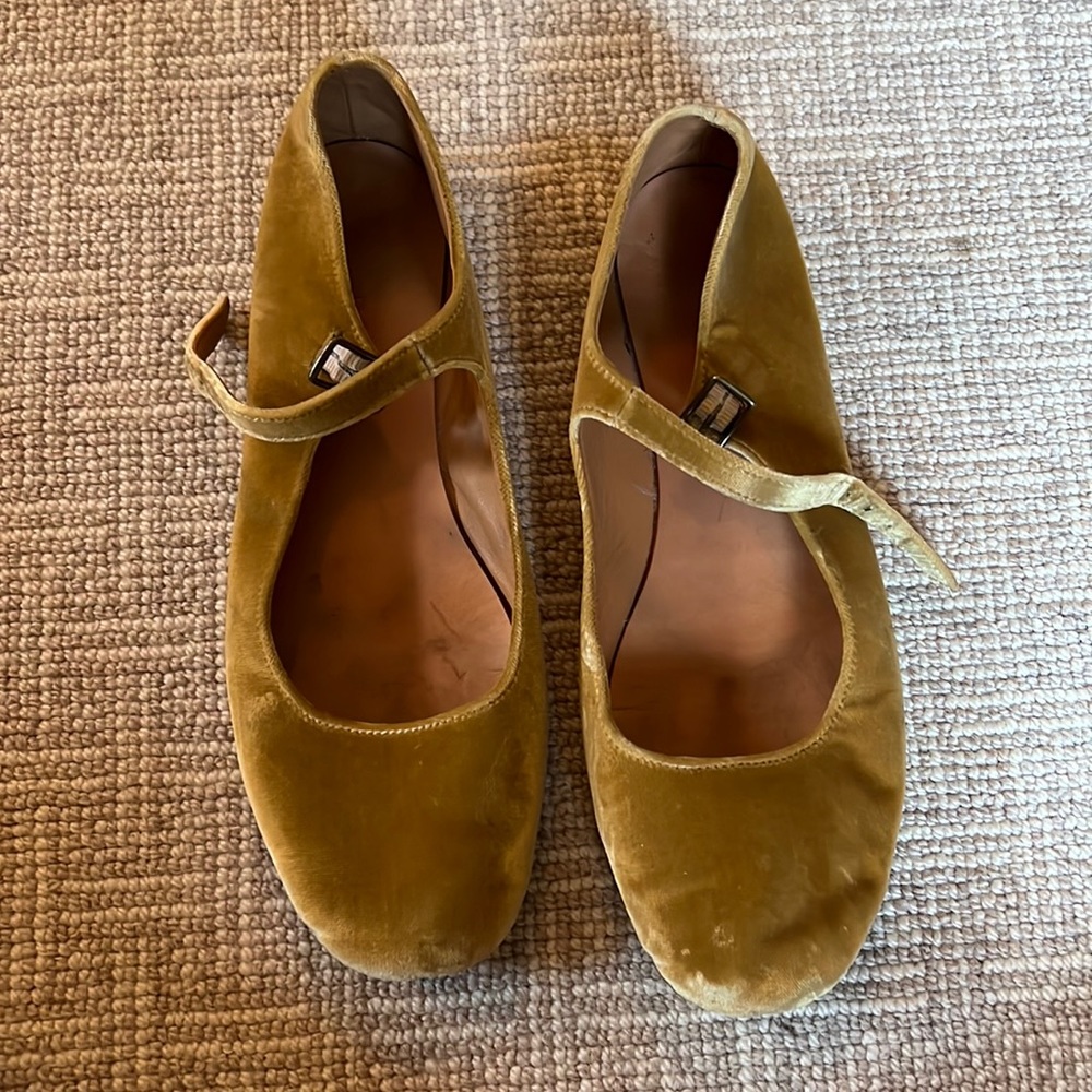Doen Gold Velvet Mary Janes